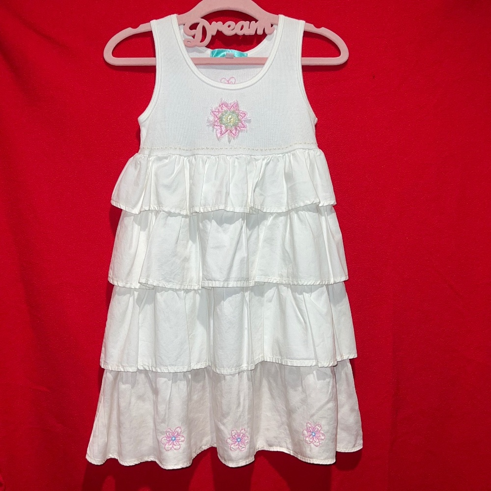 NWT Maura Daniels Boutique Girls White Ruffle Dress Size 4T